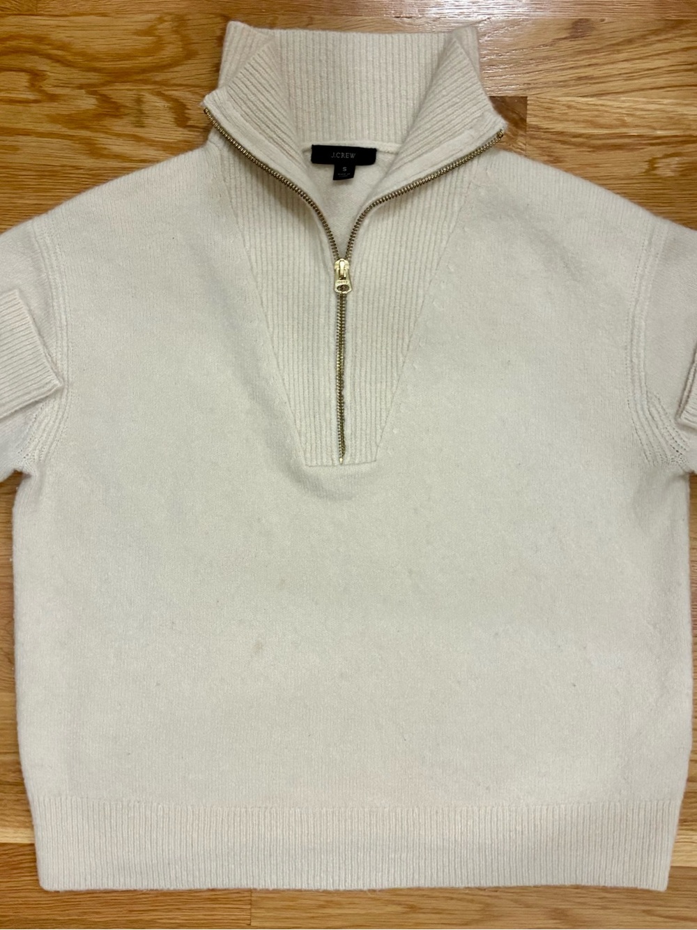 J. Crew women’s Cream Zip-Neck Sweater